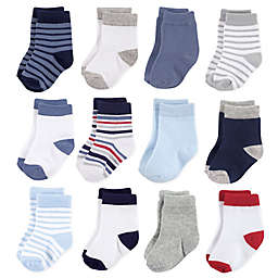 Hudson Baby® Size 0-6M 12-Pack Striped Socks in Blue