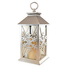 Snowflake Lantern with LED Candle in Silver