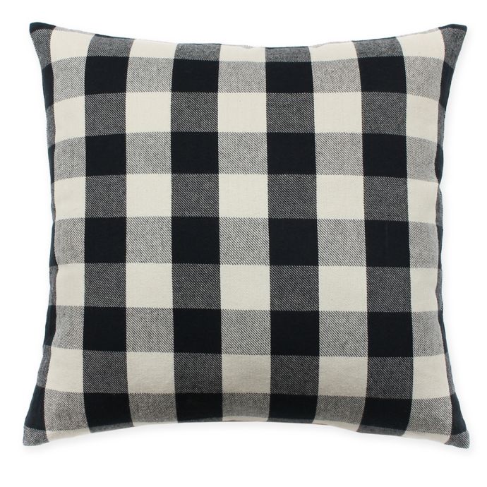 HUI Resource Plaid Square Throw Pillow in Black/Cream Bed Bath and