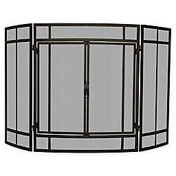 UniFlame® 3-Panel Block Folding Screen Sparkguard in Black