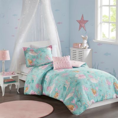 Mi Zone Kids Darya 3-Piece Reversible Twin Comforter Set in Aqua/Pink