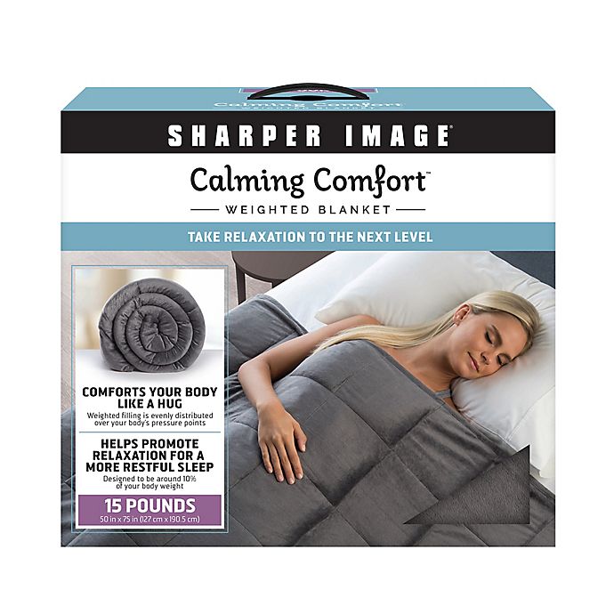 Sharper Image® Calming Comfort 15 lb. Weighted Blanket in Grey | Bed