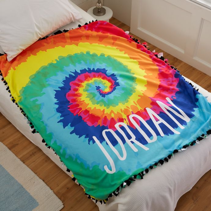 Tie-Dye Fun Personalized Fleece Tie Blanket | Bed Bath ...