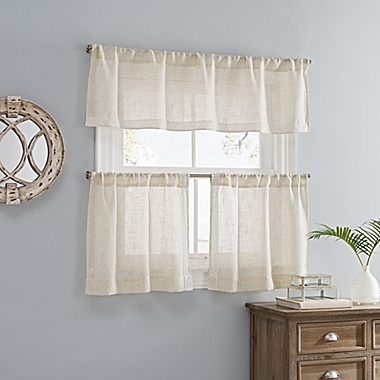 Ellan Embroidered Window Curtain Tiers and Valance. View a larger version of this product image.