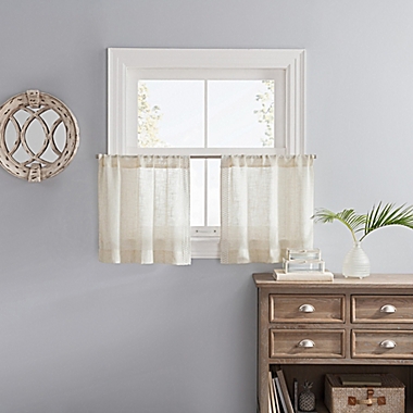 Ellan Embroidered 24-Inch Window Curtain Tier Pair in Natural. View a larger version of this product image.