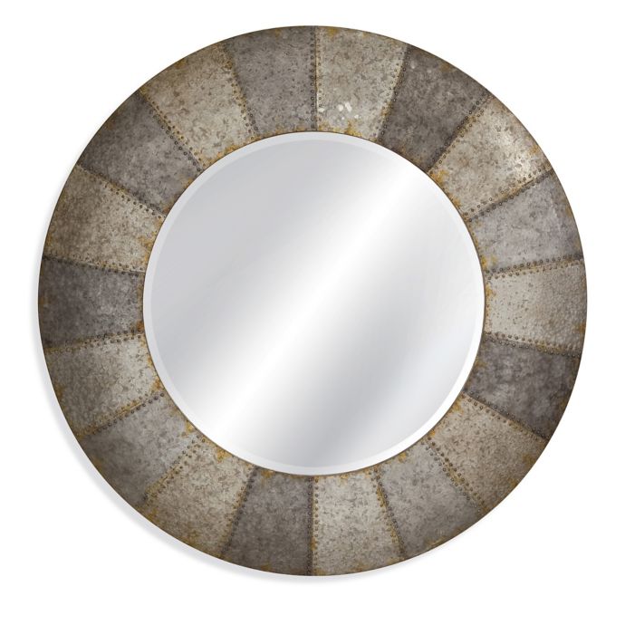 Norris 48-Inch Round Wall Mirror in Aged Aluminum | Bed ...