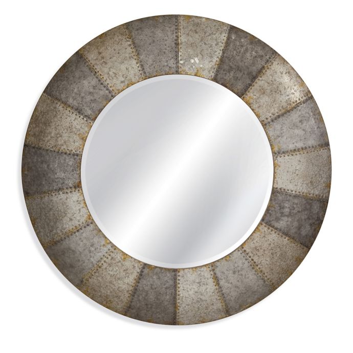 Norris 48-Inch Round Wall Mirror in Aged Aluminum | Bed ...