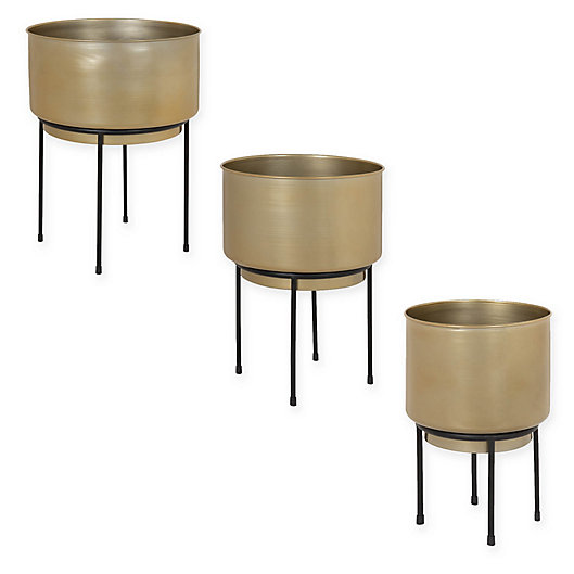 Alternate image 1 for Kate and Laurel Indya Round Metal Planter with Stand