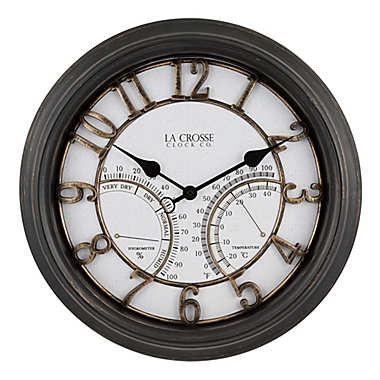 La Crosse Clock&trade; Courtyard Indoor/Outdoor Wall Clock/Weather Station. View a larger version of this product image.
