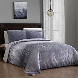 Addison Home Bradshaw 3-Piece Velvet Queen Comforter Set in Grey