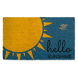 Design Imports Hello Sunshine 18" x 30" Coir Door Mat in Blue