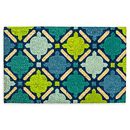 Design Imports Mosaic 18" x 30" Coir Door Mat in Blue