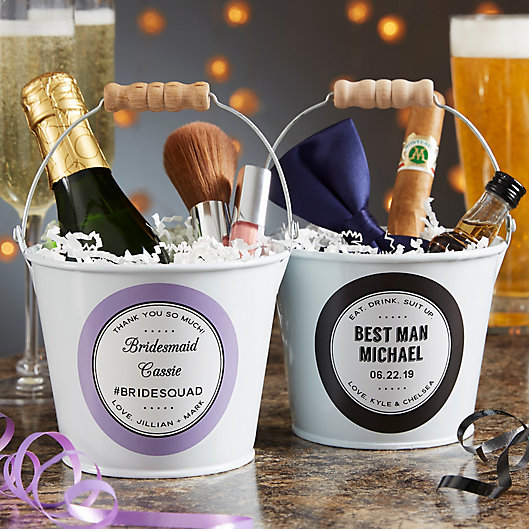 10 pcs Tin Pails Mini Bucket Groom Bridal Wedding Party Favor Gift Candy Box