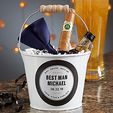 Wedding Party Favor Personalized Mini Metal Bucket. View a larger version of this product image.