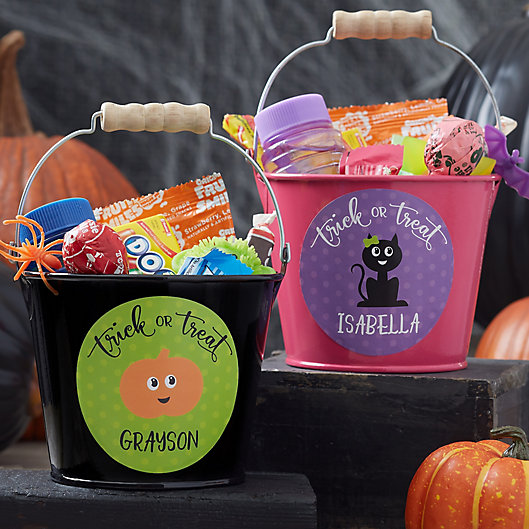 Alternate image 1 for Halloween Character Personalized Treat Bucket