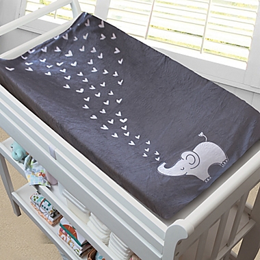Boppy&reg; Elephant Kisses Changing Pad Cover in Grey. View a larger version of this product image.