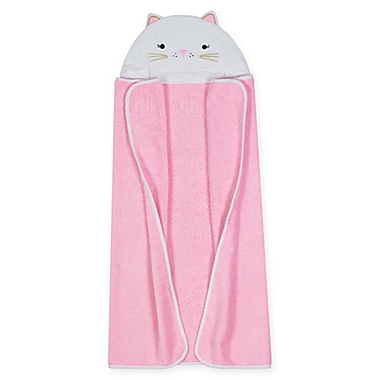 Just Born&reg; Kitten Hooded Towel in Pink/White. View a larger version of this product image.