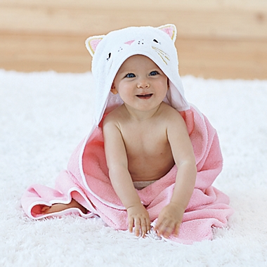Just Born&reg; Kitten Hooded Towel in Pink/White. View a larger version of this product image.