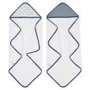 Just Born&reg; Pom Pom 2-Pack Hooded Towels in Navy/White