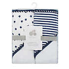 Alternate image 1 for Just Born&reg; Pom Pom 2-Pack Hooded Towels in Navy/White