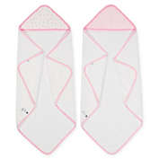 Just Born&reg; Pom Pom 2-Pack Hooded Towels in Pink/White