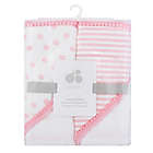 Alternate image 1 for Just Born&reg; Pom Pom 2-Pack Hooded Towels in Pink/White