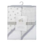 Alternate image 1 for Just Born&reg; Pom Pom 2-Pack Hooded Towels in Grey/White