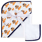 Hudson Baby&reg; Nerdy Fox Woven Hooded Towel and Washcloth Set in Orange