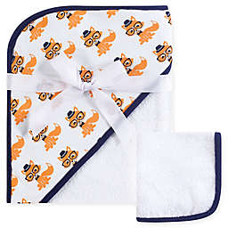 Hudson Baby® Nerdy Fox Woven Hooded Towel and Washcloth Set in Orange