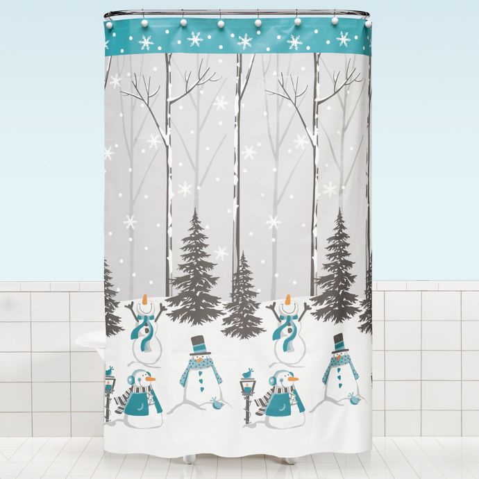 Snow Buddies Shower Curtain in Teal Bed Bath & Beyond