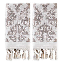 Mirage Fringe 2-Piece Hand Towel Set in Taupe