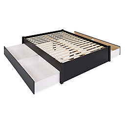 4-Post Queen Platform Storage Bed with 4 Drawers in Black