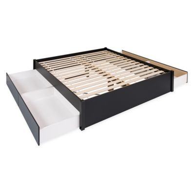 Post Platform Storage Bed With Drawers, Prepac Sonoma Wooden King Bookcase Platform Storage Bed In Black