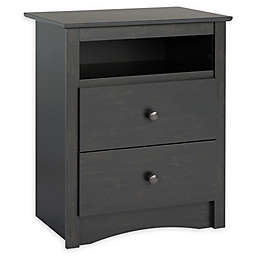 Sonoma Tall 2-Drawer Nightstand with Open Shelf in Washed Black