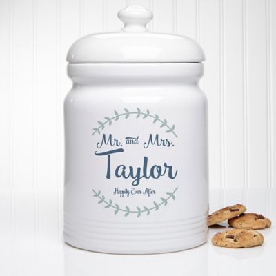 Mr. and Mrs. Laurel Leaf Personalized Cookie Jar