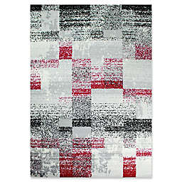 Novelle Home Distressed Squares Area Rug in Grey