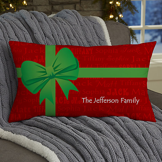 Alternate image 1 for Christmas Present Personalized Lumbar Throw Pillow