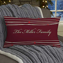 Holiday Wreath 12-Inch x 22-Inch Personalized Lumbar Pillow