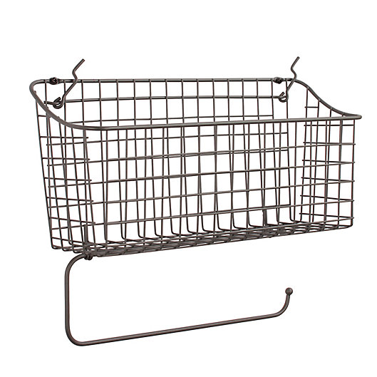 Alternate image 1 for Spectrum™ Pegboard Wire Basket with Paper Towel Holder in Grey