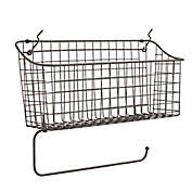 Spectrum&trade; Pegboard Wire Basket with Paper Towel Holder in Grey