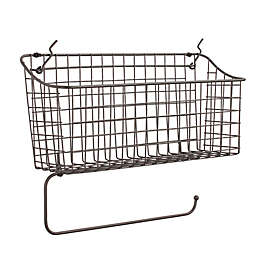 Spectrum™ Pegboard Wire Basket with Paper Towel Holder in Grey
