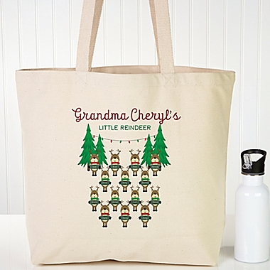 Reindeer Family Character Personalized Canvas Tote. View a larger version of this product image.