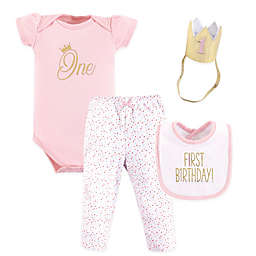 Hudson Baby® Size 12M 4-Piece "First Birthday" Gift Set in Pink