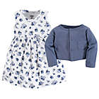 Alternate image 1 for Luvable Friends&reg; Size 12-18M Floral 2-Piece Dress &amp; Cardigan Set in Blue