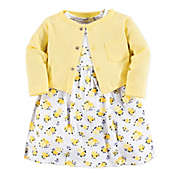 Luvable Friends&reg; Size 0-3M 2-Piece Floral Dress and Cardigan Set in Yellow