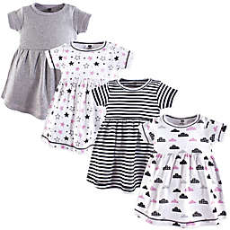 Hudson Baby® Size 0-3M Stars & Clouds 4-Pack Dresses in Black