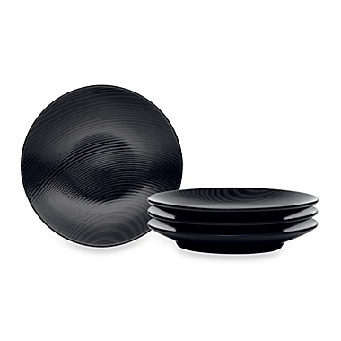 Noritake&reg; Black on Black Dune Round Appetizer Plates (Set of 4). View a larger version of this product image.