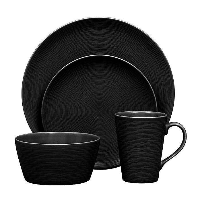 Alternate image 1 for Noritake® Black on Black Swirl Round Dinnerware Collection
