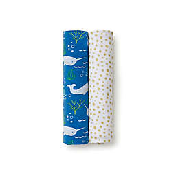 BreathableBaby® 2-Pack Active Swaddle Blankets in Narwhal and Gold Dots