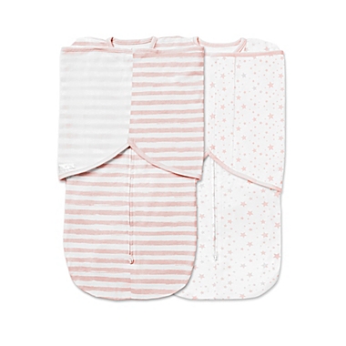 BreathableBaby&reg; 2-Pack Swaddle Trio in Pink Star and Stripe. View a larger version of this product image.